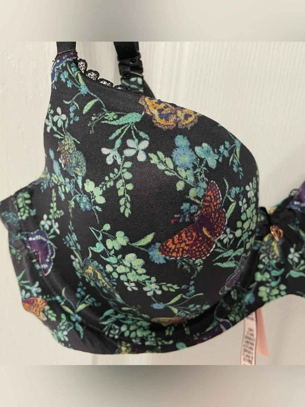 Victoria’s Secret Bra Body Lined Demi/Demi Double Butterfly Underwire Black 34C - Picture 7 of 16